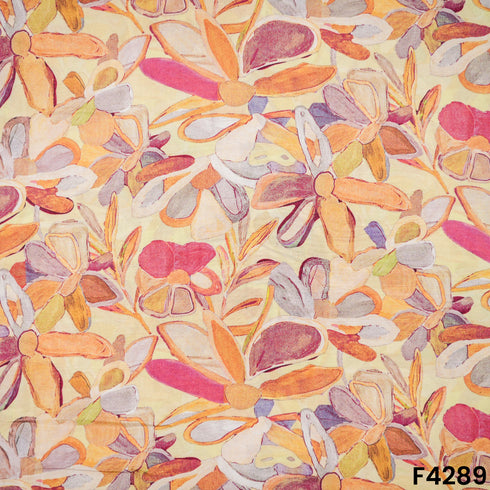 Digital Print Pure Muslin Fabric- F4289